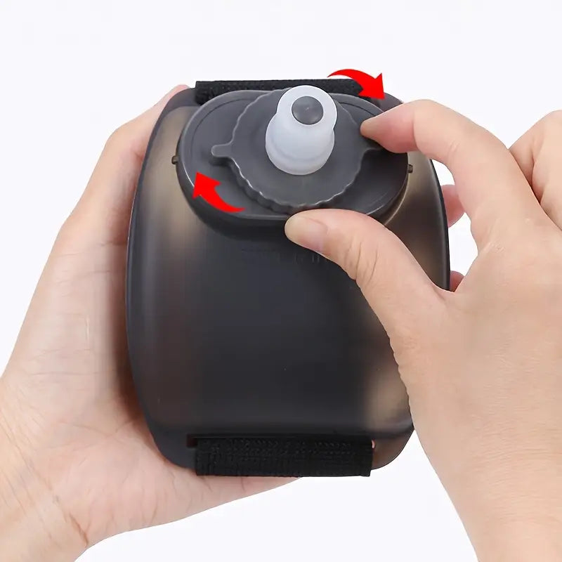 200ml Silicone Wrist Water Bottle - Black