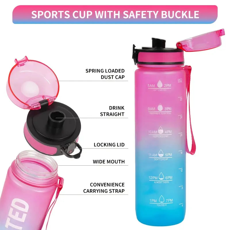 1000ml Sports Water Bottle - Blue\Pink