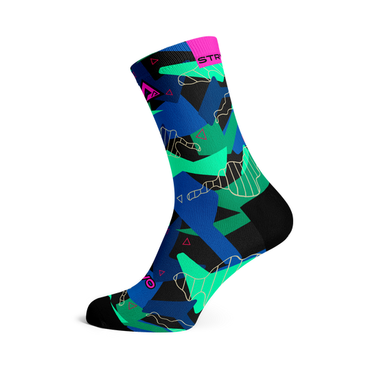 Abstract Green Active Crew Socks