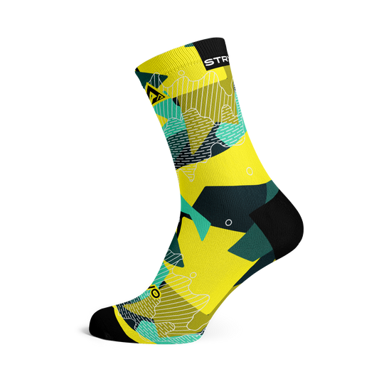 Abstract Yellow Active Crew Socks
